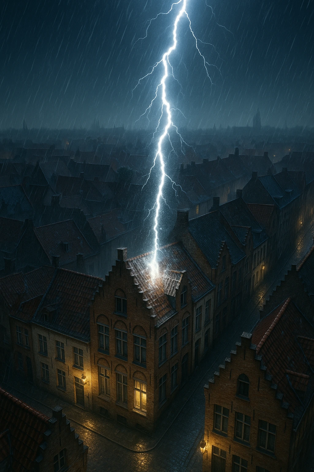 Blikseminslag op Belgische woning tijdens onweer - overspanningsbeveiliging SPD beschermt zonnepanelen, omvormer en thuisbatterij tegen bliksemschade
