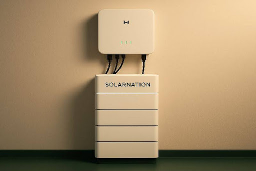 Solarnation high voltage thuisbatterij systeem met omvormer en gestapelde LiFePO4 batterijmodules - complete 200-400V installatie