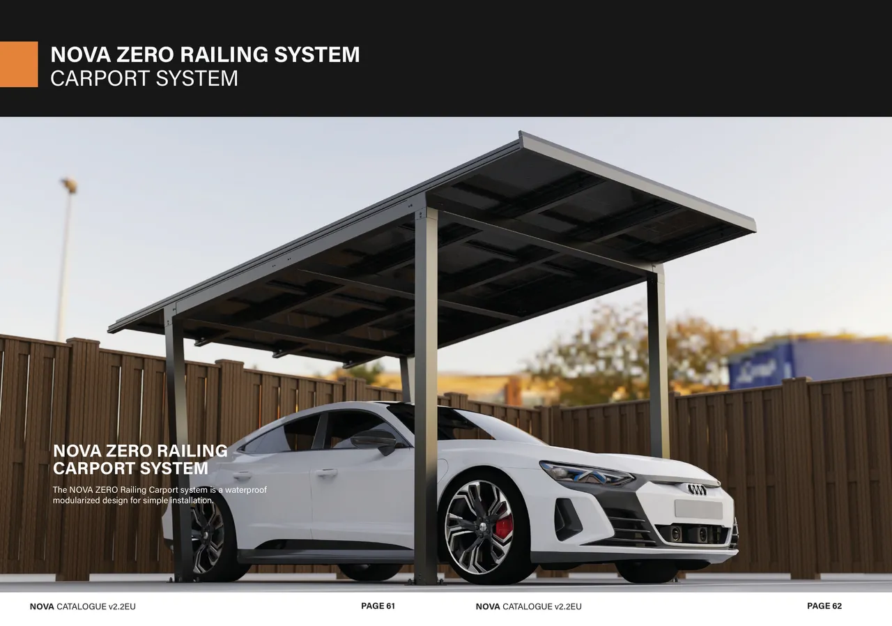 NOVA Solar Carport Single Space met zonnepanelen — aluminium carport voor 1 auto