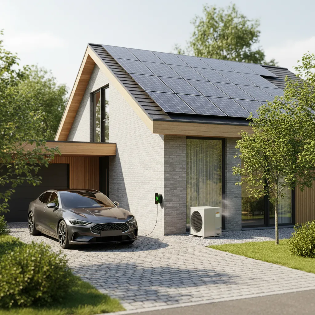 Elektrische auto en warmtepomp toegevoegd aan een woning met zonnepanelen
