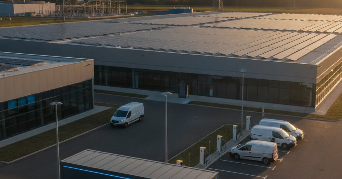 Industriële batterij (BESS) naast laadpalen bij een Vlaams bedrijf als alternatief voor netverzwaring en een middenspanningscabine