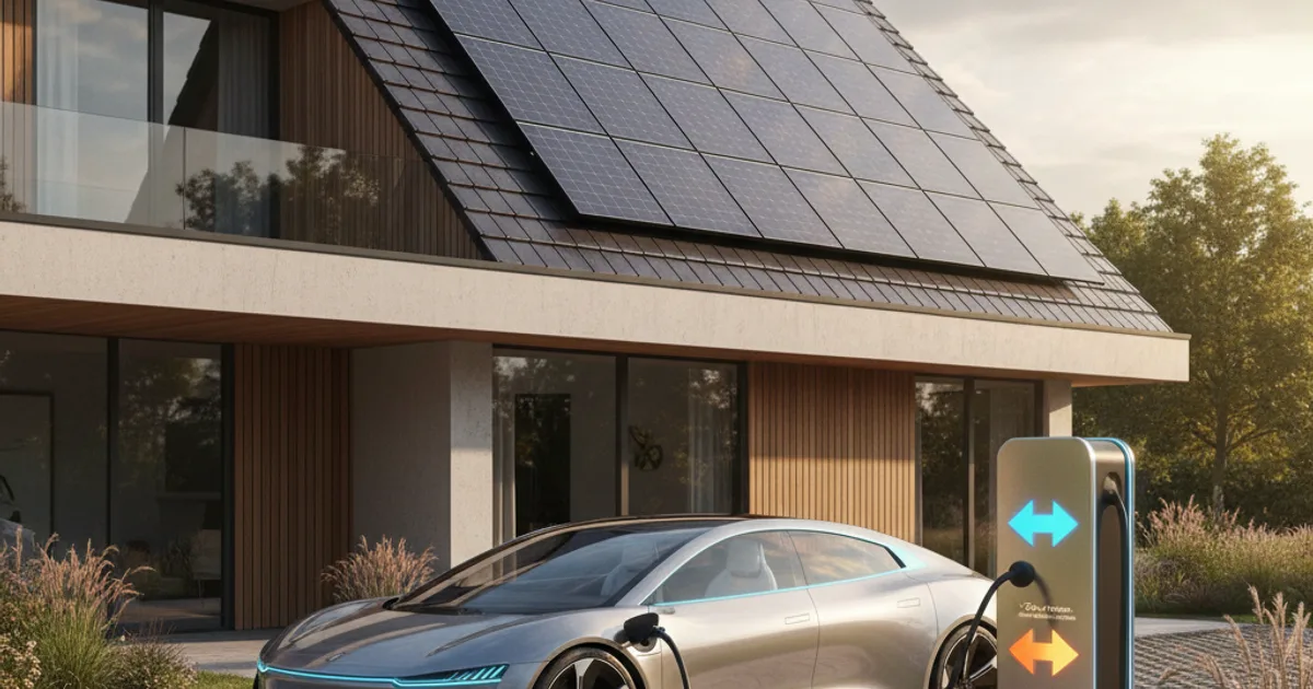 Elektrische auto met bidirectionele laadpaal aan een Belgische woning