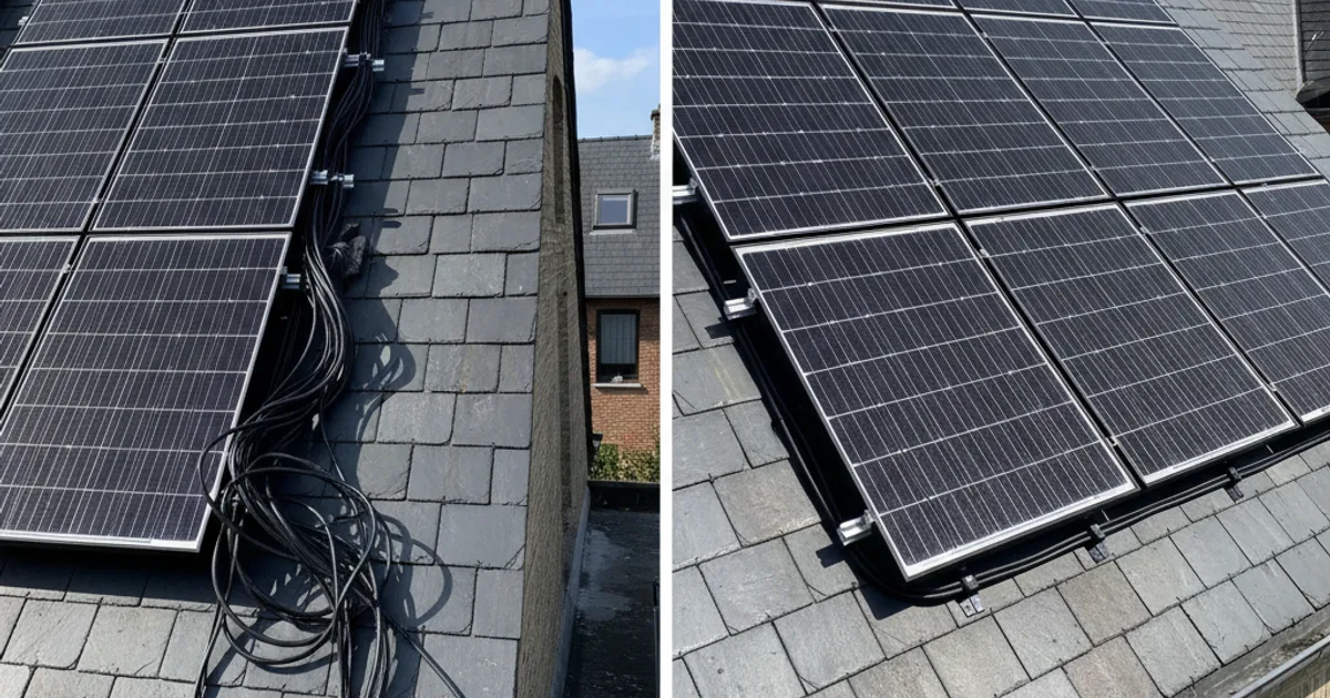 Vergelijking tussen een slordige en een professionele zonnepaneelinstallatie
