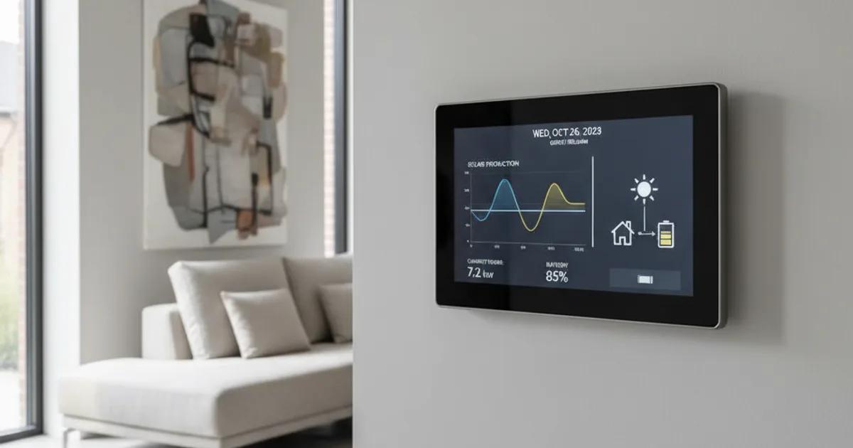 Smart energy management systeem display aan een woningmuur