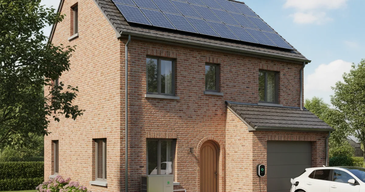 Belgische woning met zonnepanelen, warmtepomp en laadpaal
